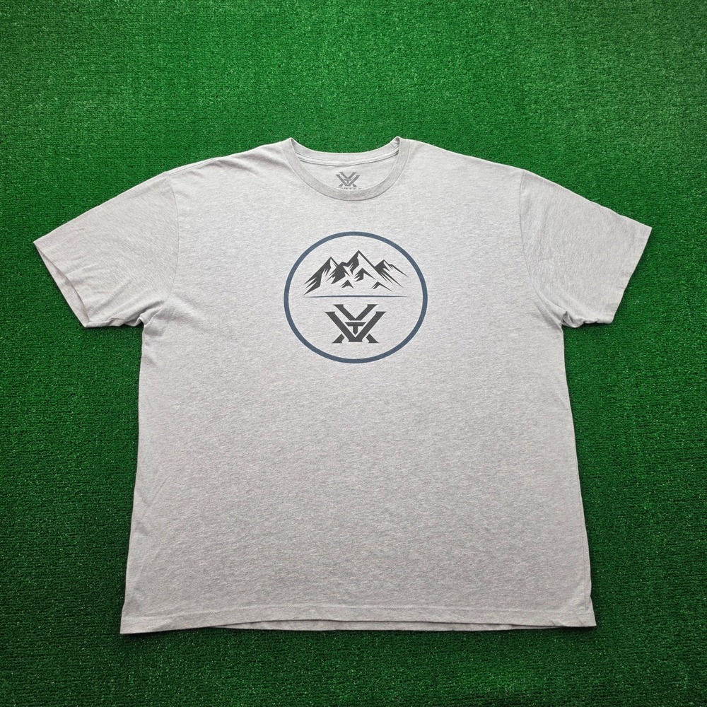 Vortex Optics Tshirt Mens 2XL Heather‎ Grey Mountain Shield Logo Graphic Tee